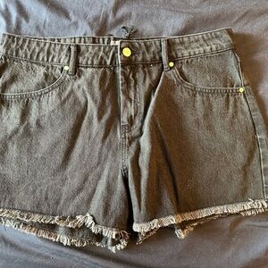 AFENDS black cutoff fringe shorts size 32 100% cotton